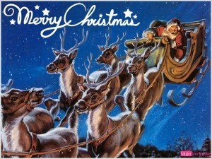 Santa-Claus-And-Reindeers-Wallpaper-free, imagen navideña